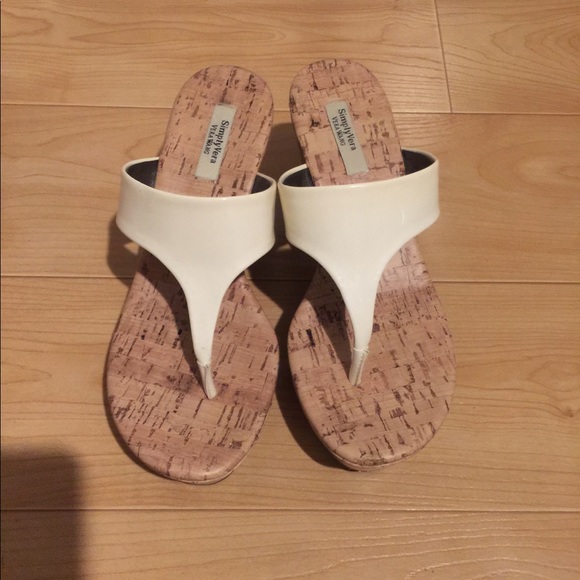 Simply Vera Vera Wang Shoes - Simply Vera white patent leather wedge sandals